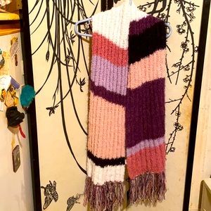 BCBGMaxAzria Women’s Stripes Blush Multicolored  Scarf W/Fringe